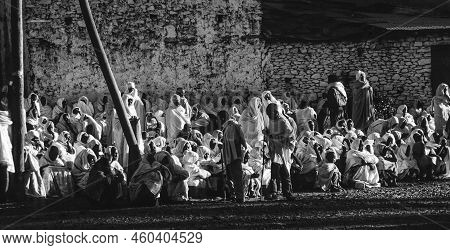 Axum, Ethiopia - July 1, 1998: People Watch The Ceremony Of The Holy Ark  Through The Streets In Axu