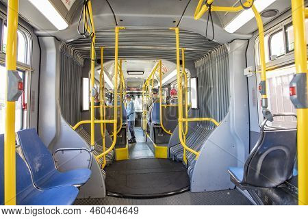 San Francisco, Usa - May 19, 222: People Ride With The Local Bus In San Francisco. The Bus And Metro