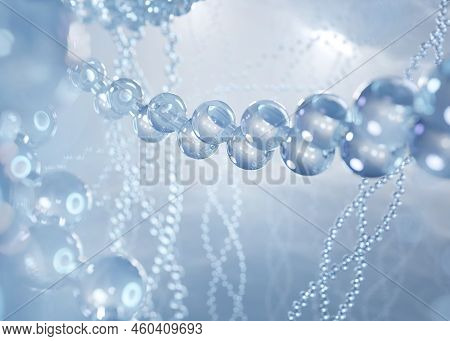 Molecular Structure Of Collagen, Abstract Atoms And Molecules Close-up 3d Model, Imitation Of The Vi