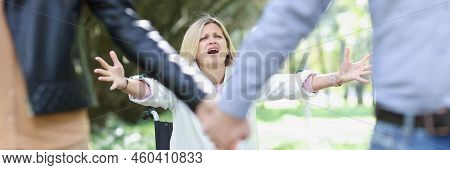 Treason And Betrayal Of People With Disabilities. Divorce Breakup And Despair Concept