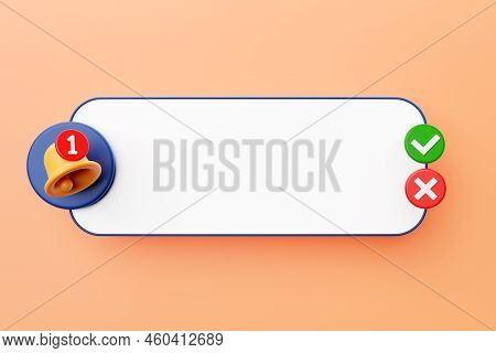 3d Call Alert Icon With White Box For Design On  Orange  Background. Alert 3d Concept For Social Med