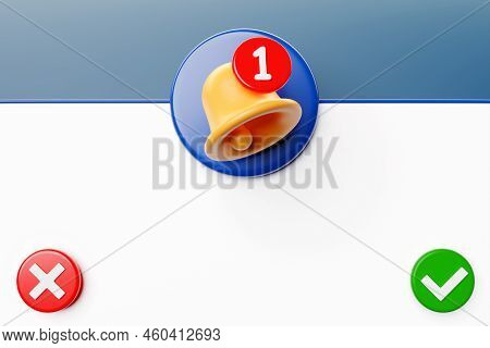 3d Call Alert Icon With White Box For Design On Blue  Background. Alert 3d Concept For Social Media 