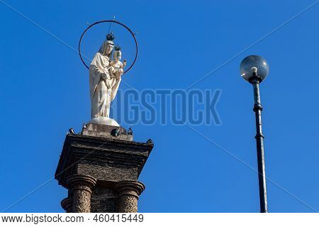 Funchal, Portugal - August 22, 2021: This Is The Statue Of Our Lady Of Peace, Erected In Honor Of Th