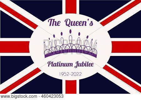 The Queen S Platinum Jubilee Celebration. Crown On The Colorful Background. Vector Illustration For 