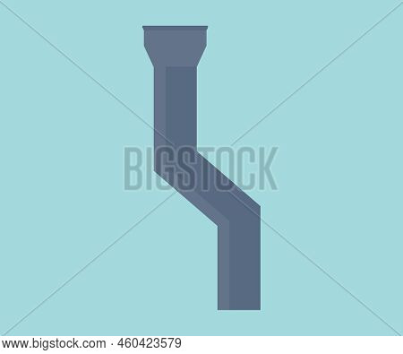 Plastic Gutter On The Roof Of The Building And Downpipe On The Wall Logo Design. House Roof Gutter, 