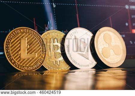 Cryptocurrency. Trading On Gadgets. Growth Or Decline In The Next Year. High Quality Photo