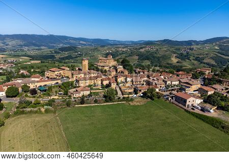 Landscape With Vineyards Near Beaujolais Wine Making Village Val D'oingt, Gateway To Beaujolais Wine
