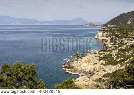 Beautiful Panoramic View Of The Mountains And Sea In The Distance On A Sunny Summer Day (prefecture 