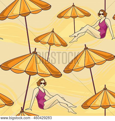 Vector Seamless Pattern Summer Vacation Beach Sia