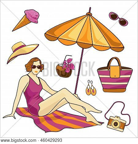 Vector Seamless Pattern Summer Vacation Beach Sia