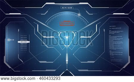 Vr Hud Digital Futuristic Interface Cyberpunk Screen Design. Sci-fi Virtual Reality Technology View 