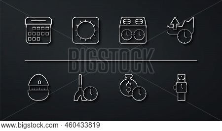 Set Line Calendar, Kitchen Timer, Stocks Market Growth Graphs, Time Is Money, Cleaning, Sun, Wrist W