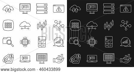 Set Line Pie Chart Infographic, Mind Map, Server, Network Cloud Connection, Binary Code, Cloud Downl