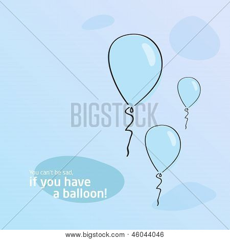 Blue background. Baloon