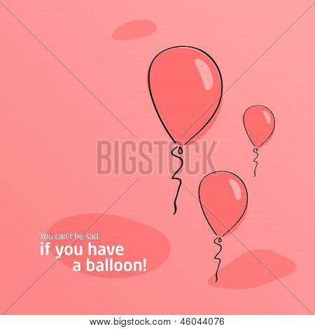 Red background. Baloon