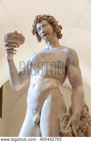 Florence, Italy - Circa June 2021: Bacchus By Michelangelo Buonarroti, 1501. Ancient Sculpture Made 