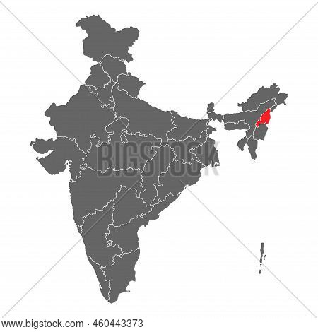 India Map Graphic, Travel Geography Icon, Indian Region Nagaland, Vector Illustration .