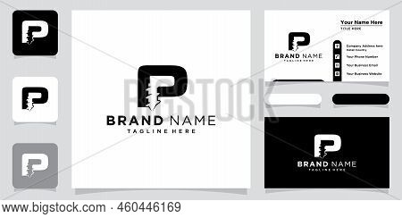 Initial P Drilling Logo Design Vector Template