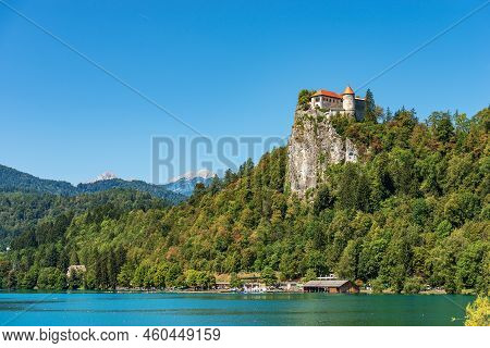 Medieval Bled Castle (blejski Grad), Xi Century, And The Lake Bled. Bled Town, Gorenjska, Triglav Na