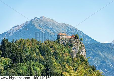 Medieval Bled Castle (blejski Grad), Xi Century, On The Coast Of Lake Bled (blejsko Jezero) On A Sun