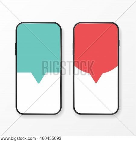 Black Custom Made Mobile Phone With Peech Bubble Silhouettes Inside Isolated On White Background