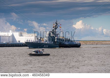 Russia. Kronstadt. July 31, 2022. A Small Rocket Ship On The Parade Of The Navy.