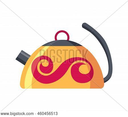 Kettle Decorative Kitchen Tool Icon. Teapot Isolated Cartoon Illustration. Element For Advertising O
