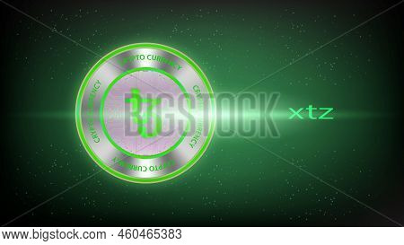 Tezos Virtual Currency Images. 3d Drawings. Digital Money Logo