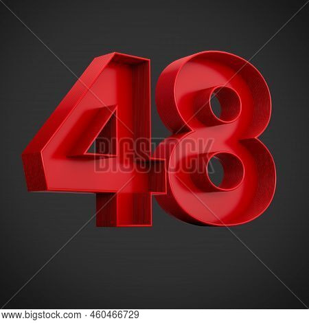 Red Advertising Digit 48 Or Forty Eight With Inner Shadow. 3d Illustration