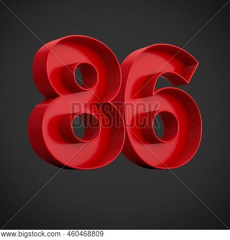 Red Digit 86 With Inner Shadow. 3d Illustration
