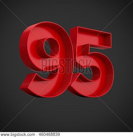 Red Digit 95 Or Ninety Five With Inner Shadow Isolated On White Background . 3d Illustration
