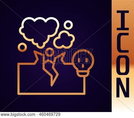 Gold Line Poisonous Cloud Of Gas Or Smoke Icon Isolated On Black Background. Stink Bad Smell, Smoke 
