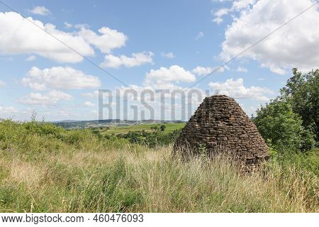 Landscape In Theize, Beaujolais With A Stone Hut Called Cadole In French Language
