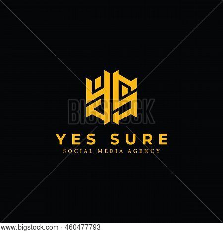 Abstract Initial Letter Ys Or Sy Logo In Yellow Color Isolated In Black Background Applied For Socia