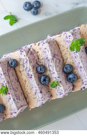 Home Made Blueberry Vanilla Semifreddo Ice Cream