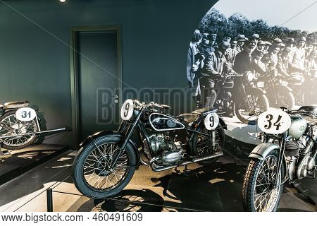 Bmw R51 - Classic Retro Motorcycle. Riga Motor Museum. Riga, Latvia, 17 August 2022