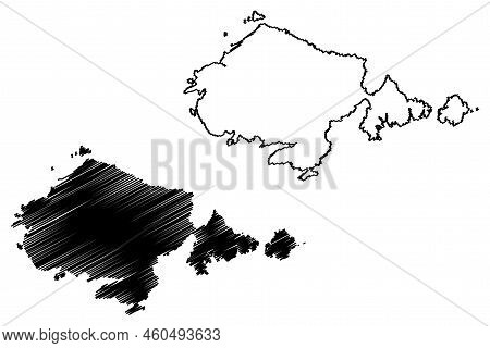 Skomer Island (united Kingdom Of Great Britain And Northern Ireland, Wales) Map Vector Illustration,