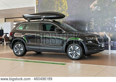 Gdansk, Poland - August 27, 2022: New Model Of Skoda Karoq Presented In The Car Showroom Of Gdansk