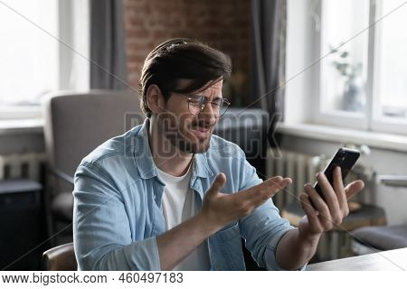 Angry Frustrated Mobile Phone User Man Getting Problems