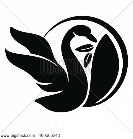 Simple Swan Icon Design, Modern Swan Symbol Silhouette Template Vector, Isolated On White Background