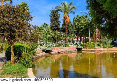Beautiful Artificial Pond In Kugulu Park In Kemer Town, Turkey