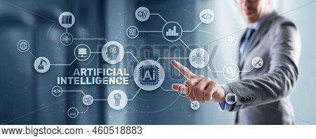 Artificial Intelligence Nanotechnologies Business Technologies Concept. Futuristic Background