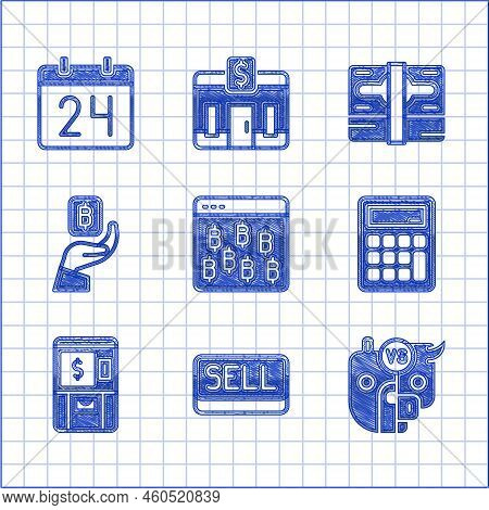 Set Bitcoin In Browser, Sell Button, Bull And Bear Of Stock Market, Calculator, Atm Money, Hand Hold