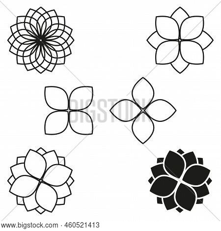 Flowers Icons. Summer Motif. Vector Illustration. Stock Image.