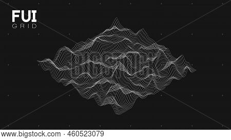 Fui Gui 3d Vector Landscape Scan Grid. Abstract Futuristic Background. Sci-fi Hi-tech Design