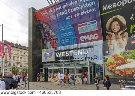 Budapest, Hungary - July 31, 2022: Entrance To Westend Shopping Mall At Train Station In City Centre