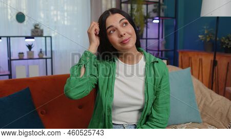 I Dont Know What To Say. Confused Girl Feeling Embarrassed About Ambiguous Question, Having Doubts, 