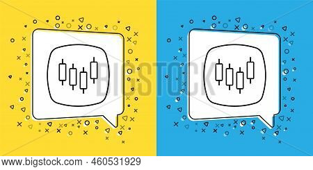 Set Line Browser With Stocks Market Growth Graphs And Money Icon Isolated On Yellow And Blue Backgro