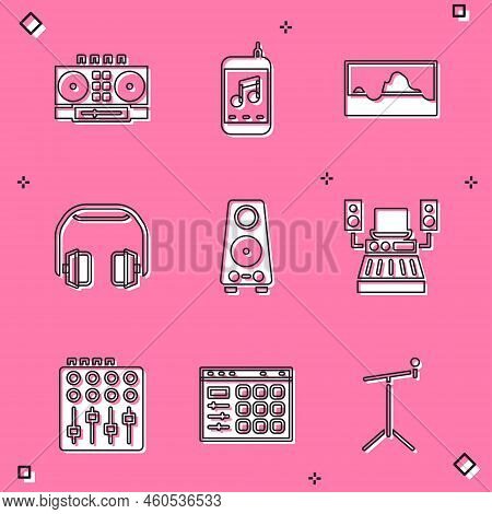 Set Dj Remote And Mixing Music, Music Player, Wave Equalizer, Headphones, Stereo Speaker, Recording 