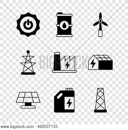 Set Power Button, Bio Fuel Barrel, Wind Turbine, Solar Energy Panel, Eco Canister, Antenna, Electric